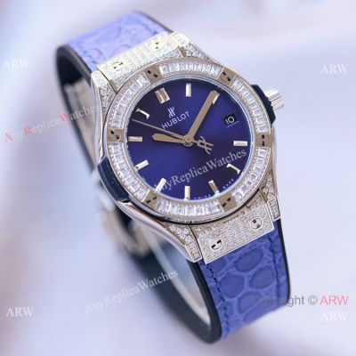 Swiss Quality Hublot Classic Fusion Citizen 8215 Watch 33mm Blue Gummy Strap